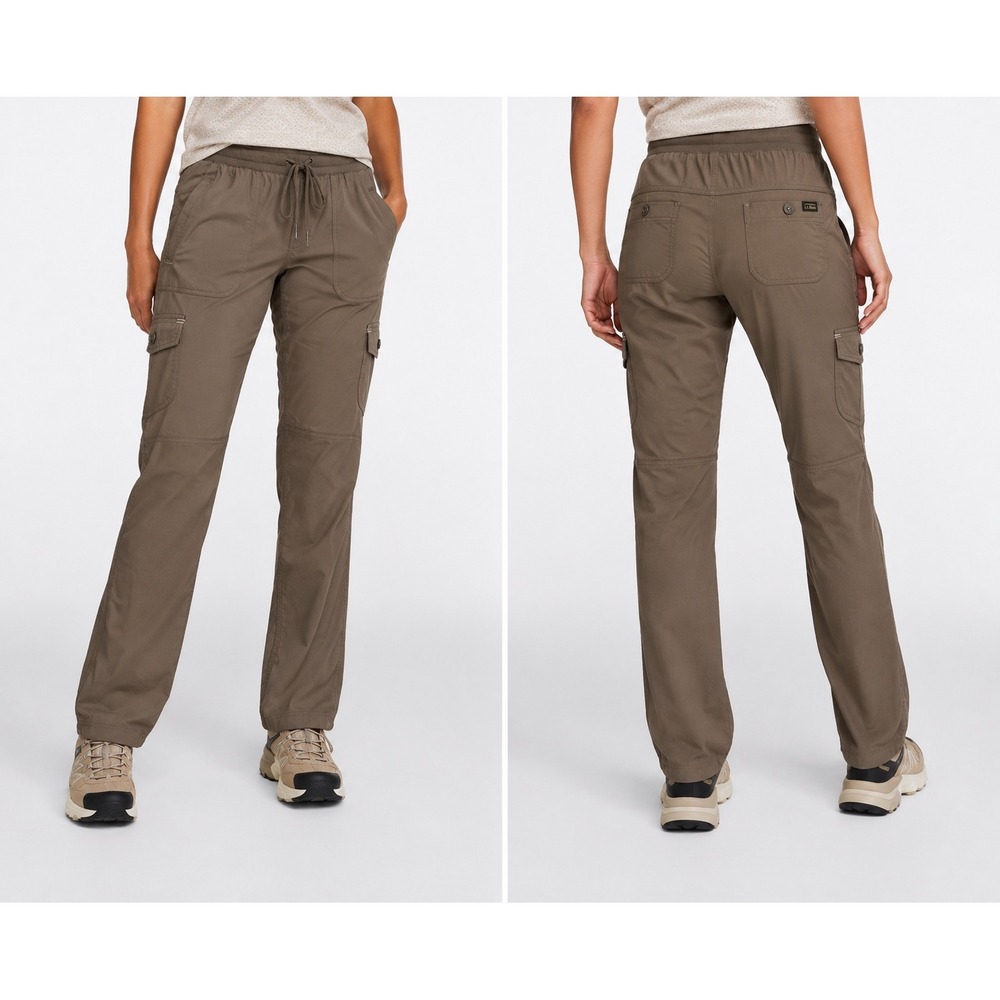 LL Bean Vista Camp Pant Straight Leg Cargo in Toasted Almond Cargo Hiking Sz L
